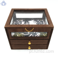 Drewniane pudełko na biżuterię z 2 szufladami